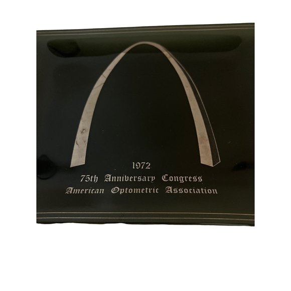 1972 Smoked Glass Trinket Dish 75th Anniversary Congress American Optometric - Picture 2 of 5